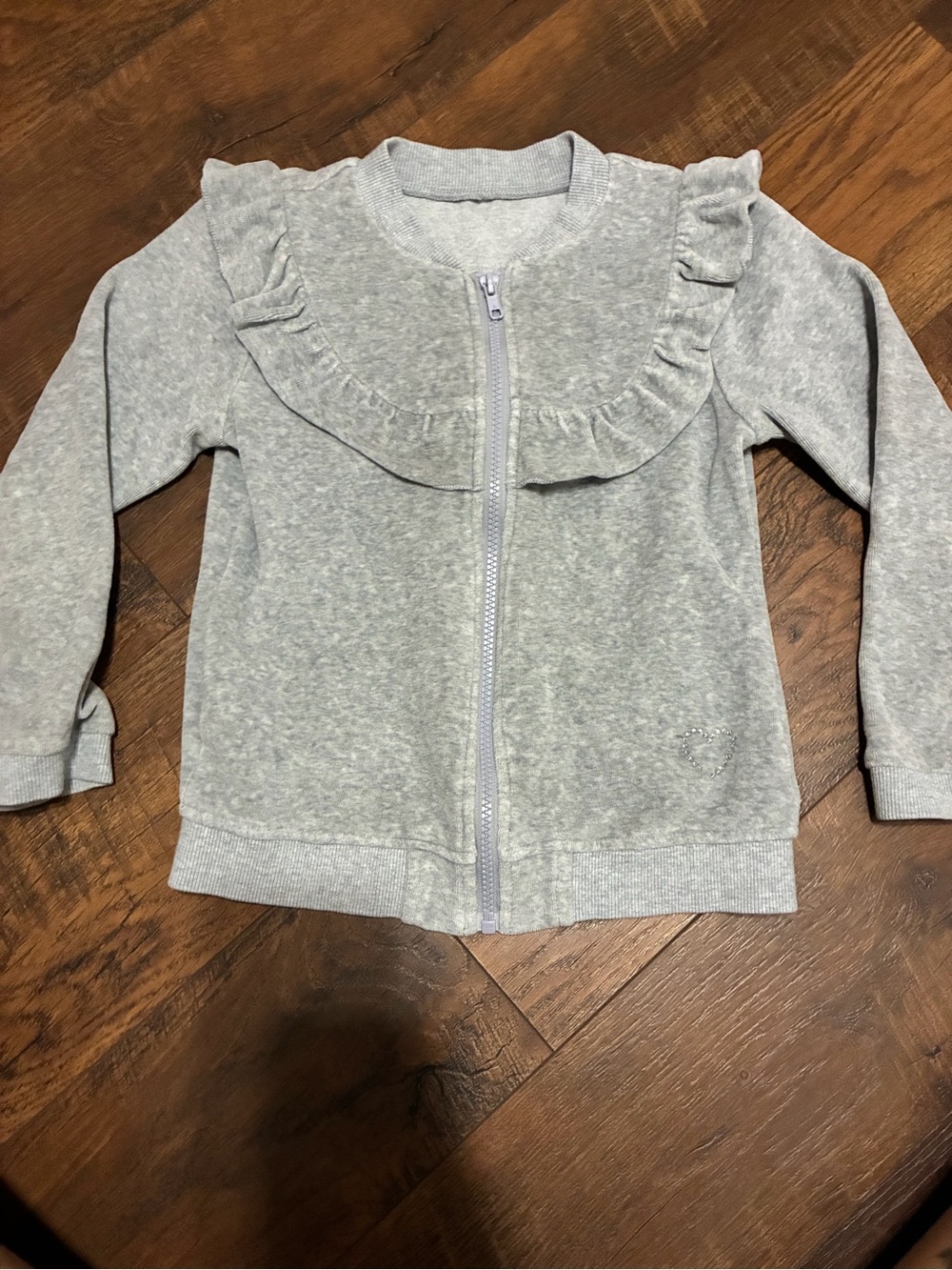 Mango Light Gray Ruffle Zip Hoodie for Kids